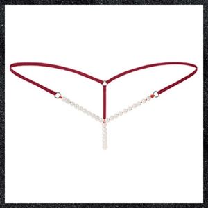 Red Pearl Bead Crotch G-string Panty